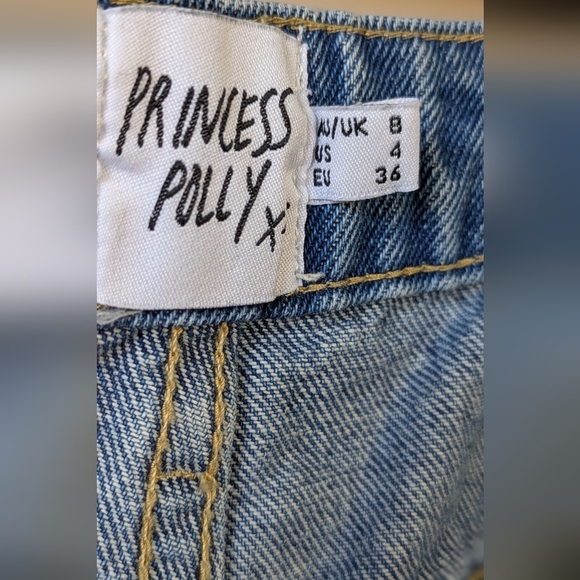 PRINCESS POLLY Denim Asymmetric Yoke, Western Cowgirl Jeans, Size 4 - Picture 4 of 7